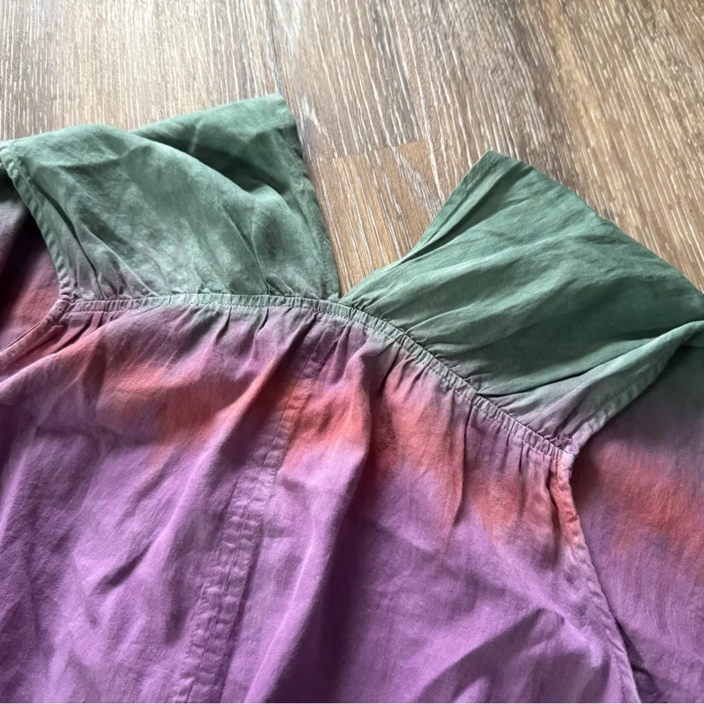 Raquel Allegra Daydream Top Size S Sleeveless Fantasy Tiger Tie Dye Green Purple - Picture 12 of 16